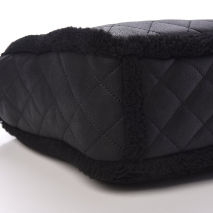 Chanel Lambskin Shearling Large Coco Neige Shopping Tote Black 5 of 9