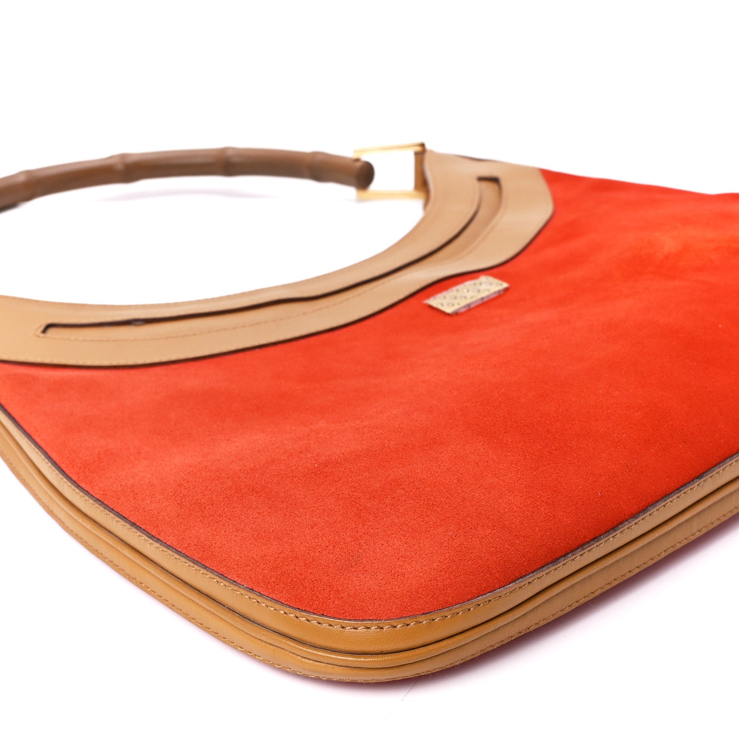 Gucci Suede Calfskin Bamboo Handle Jackie O Hobo Orange 11 of 13