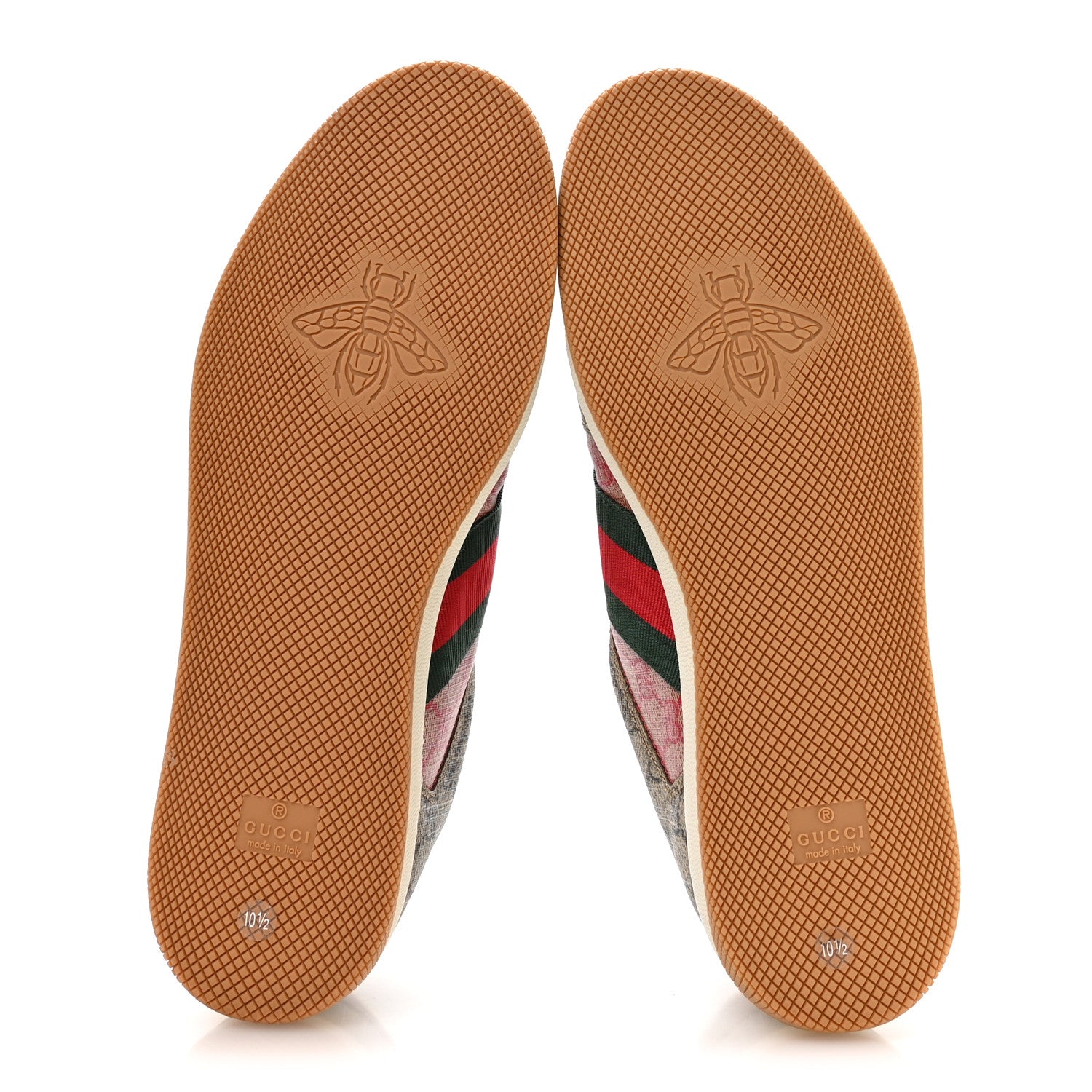 Gucci GG Supreme Monogram Harness Calfskin Web Mens Screener Sneakers 10.5 Beige Ebony Rosso Harness Brown 6 of 10