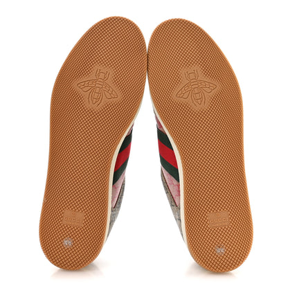 Gucci GG Supreme Monogram Harness Calfskin Web Mens Screener Sneakers 10.5 Beige Ebony Rosso Harness Brown 6 of 10