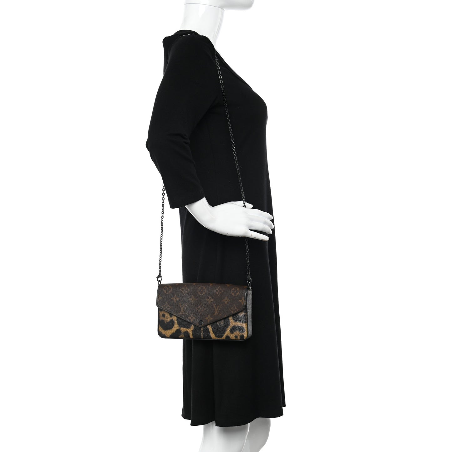Monogram Animal Print Pochette Felicie Chain Wallet