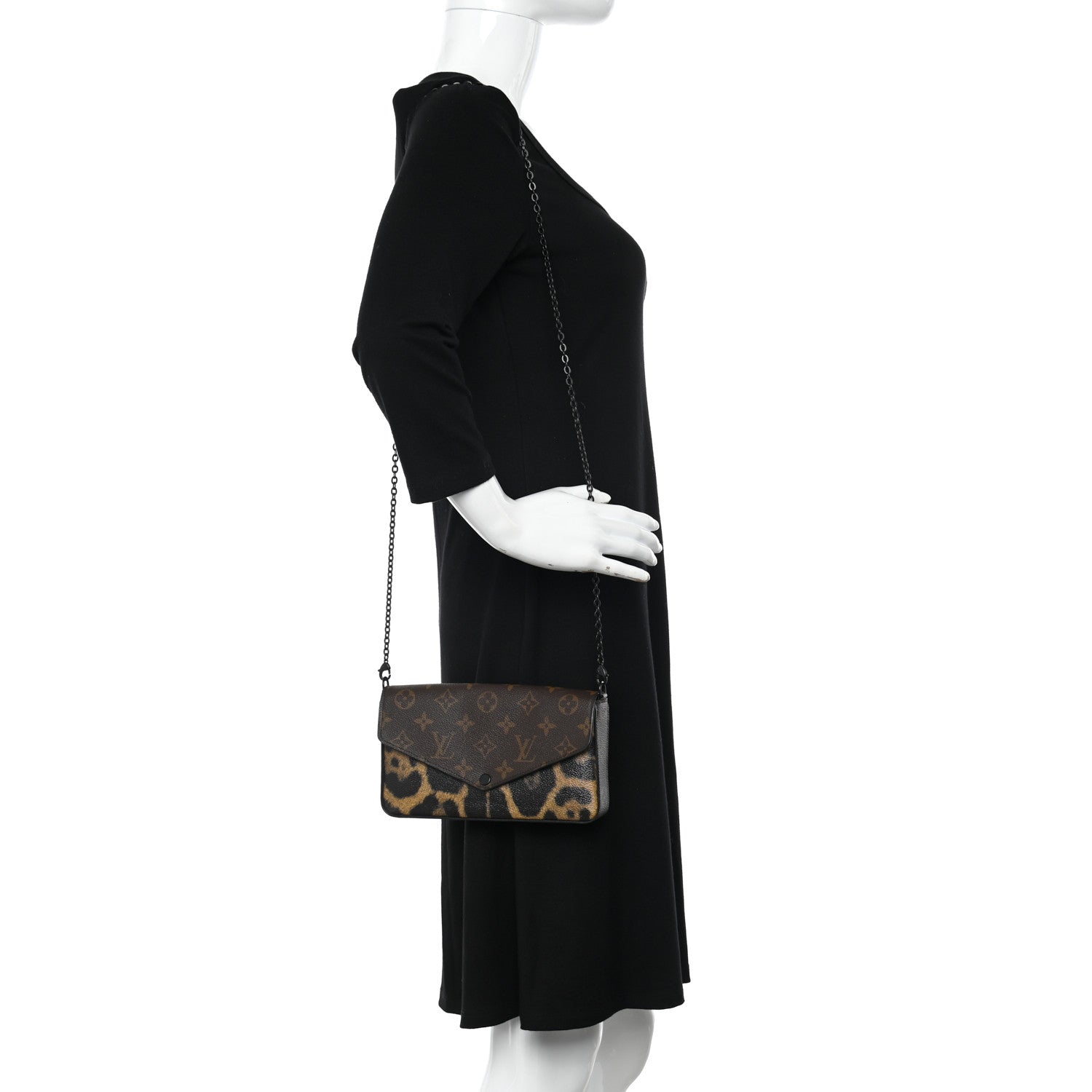 Louis Vuitton Monogram Animal Print Pochette Felicie Chain Wallet 3 of 8