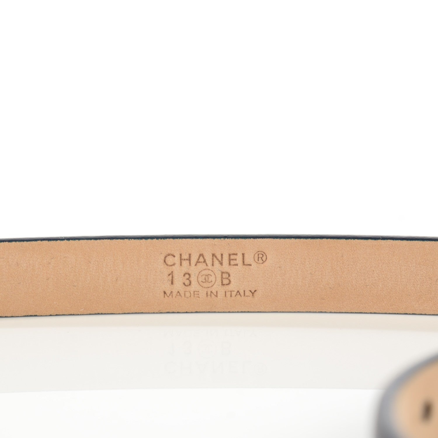 Chanel Leather CC Logo Skinny Belt 80 32 Navy Blue 9 of 12