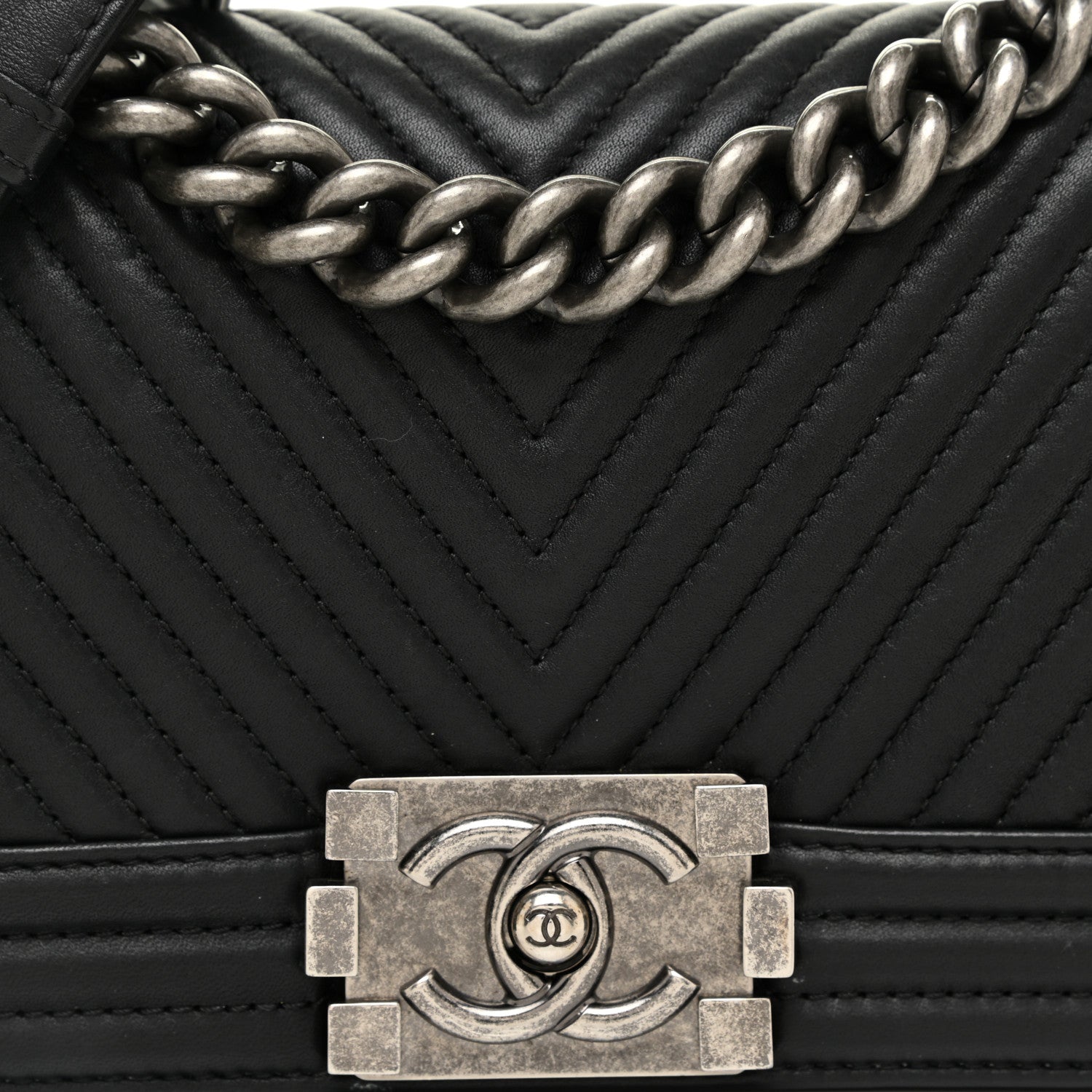 Chanel Calfskin Chevron Quilted Small Boy Flap Black 8 of 14