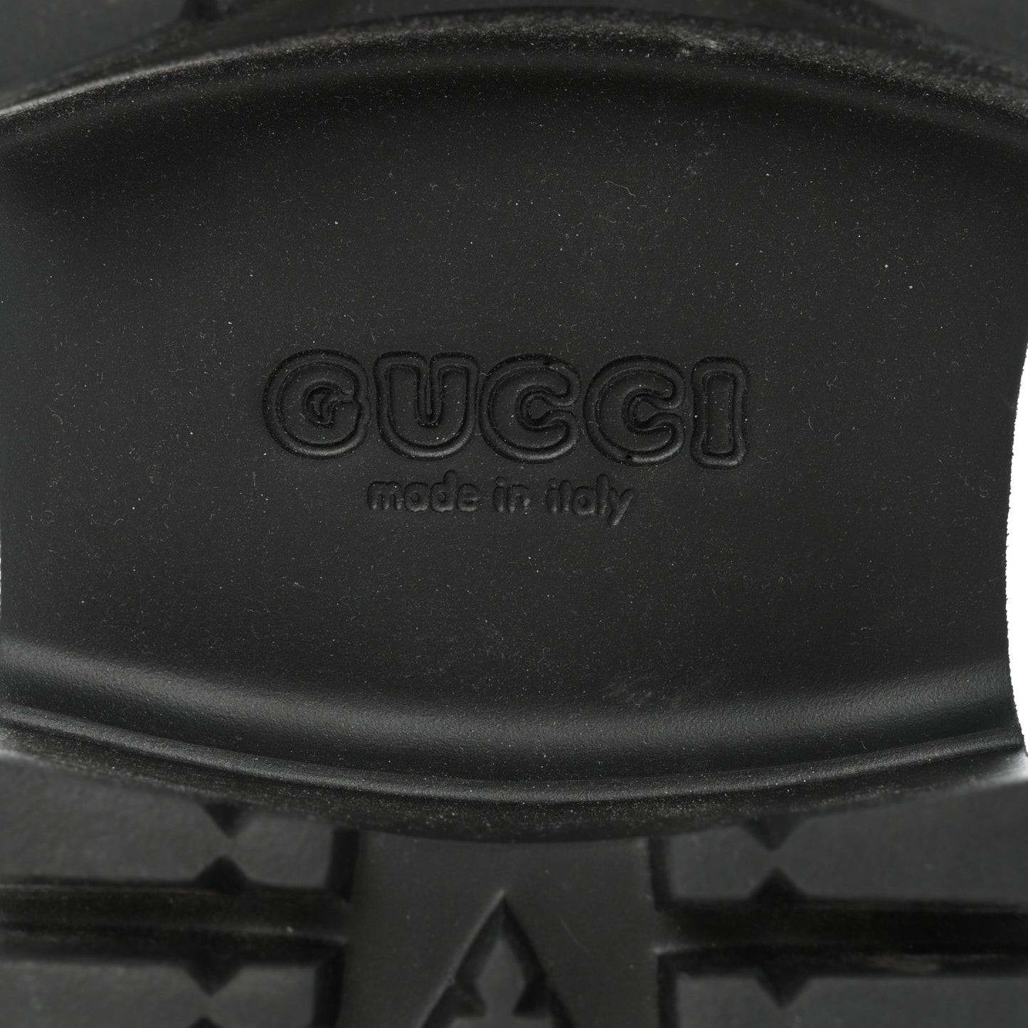 Rubber GG Monogram Perforated Elea Platform 55mm Lug Sole Sandals 40 Black