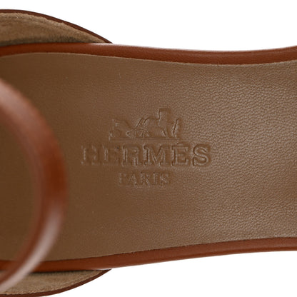 Hermes Calfskin Legend Wedge Sandals 35 Gold 7 of 9