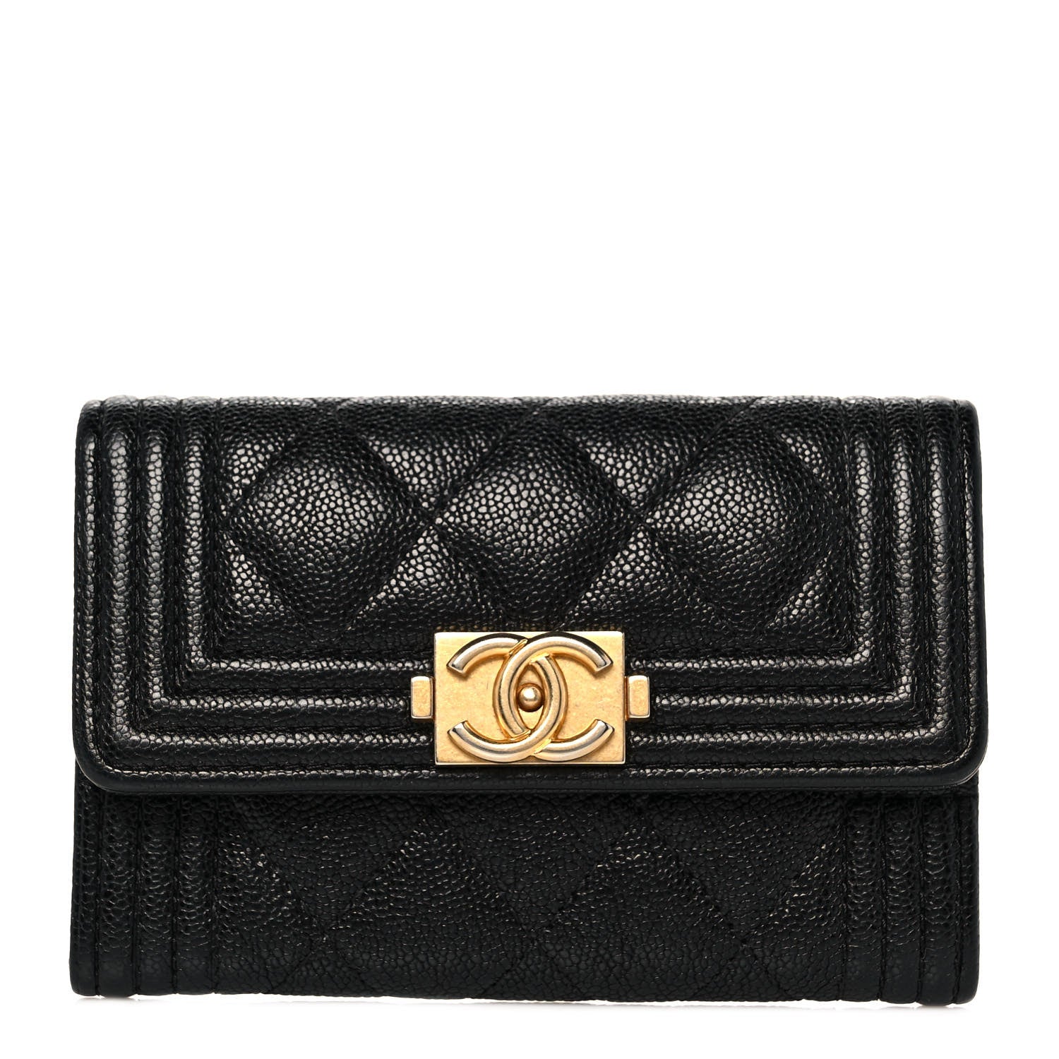 Chanel Caviar Quilted Boy Flap Card Holder Black 1 of 10