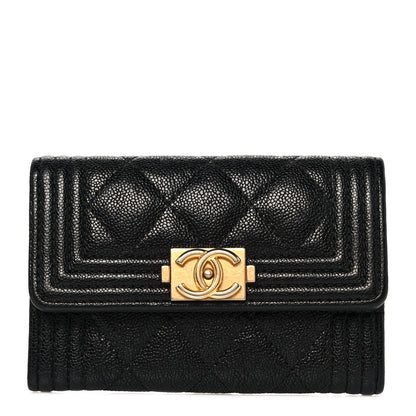 Chanel Caviar Quilted Boy Flap Card Holder Black 1 of 10