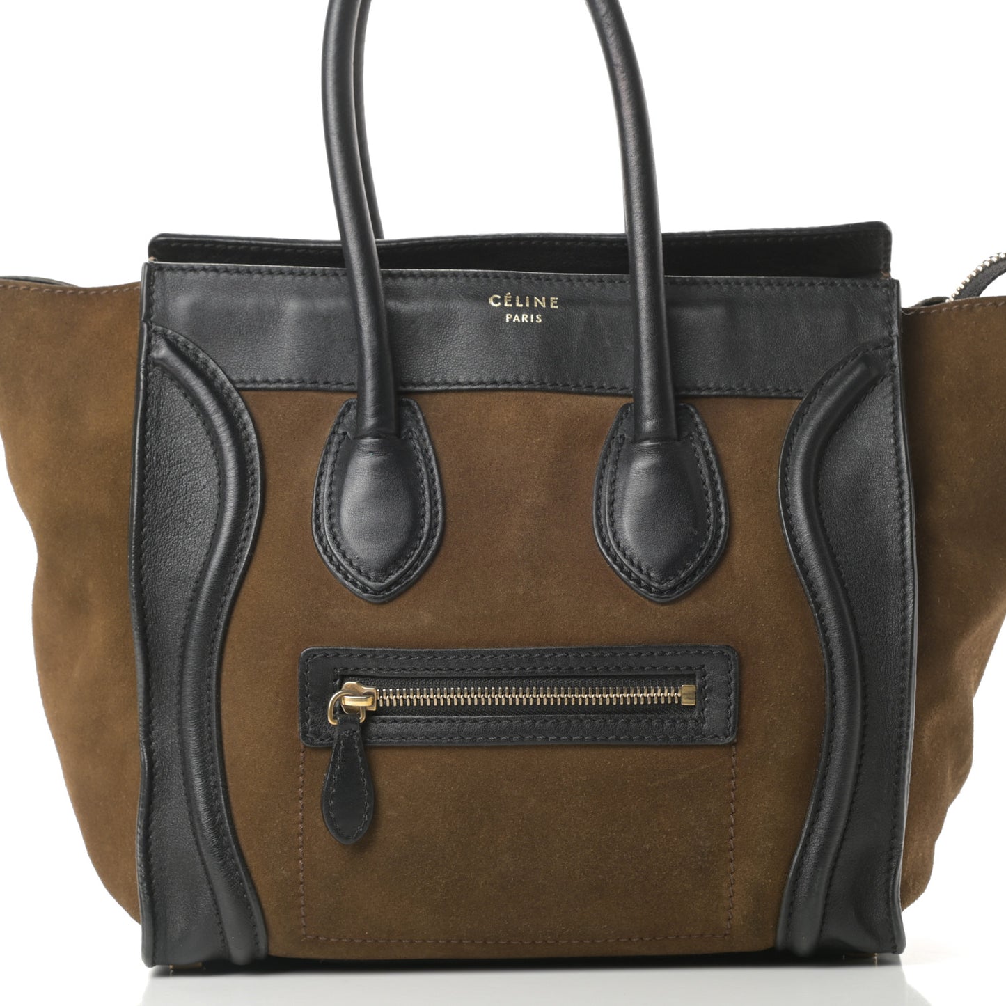 Smooth Calfskin Suede Micro Luggage Olive