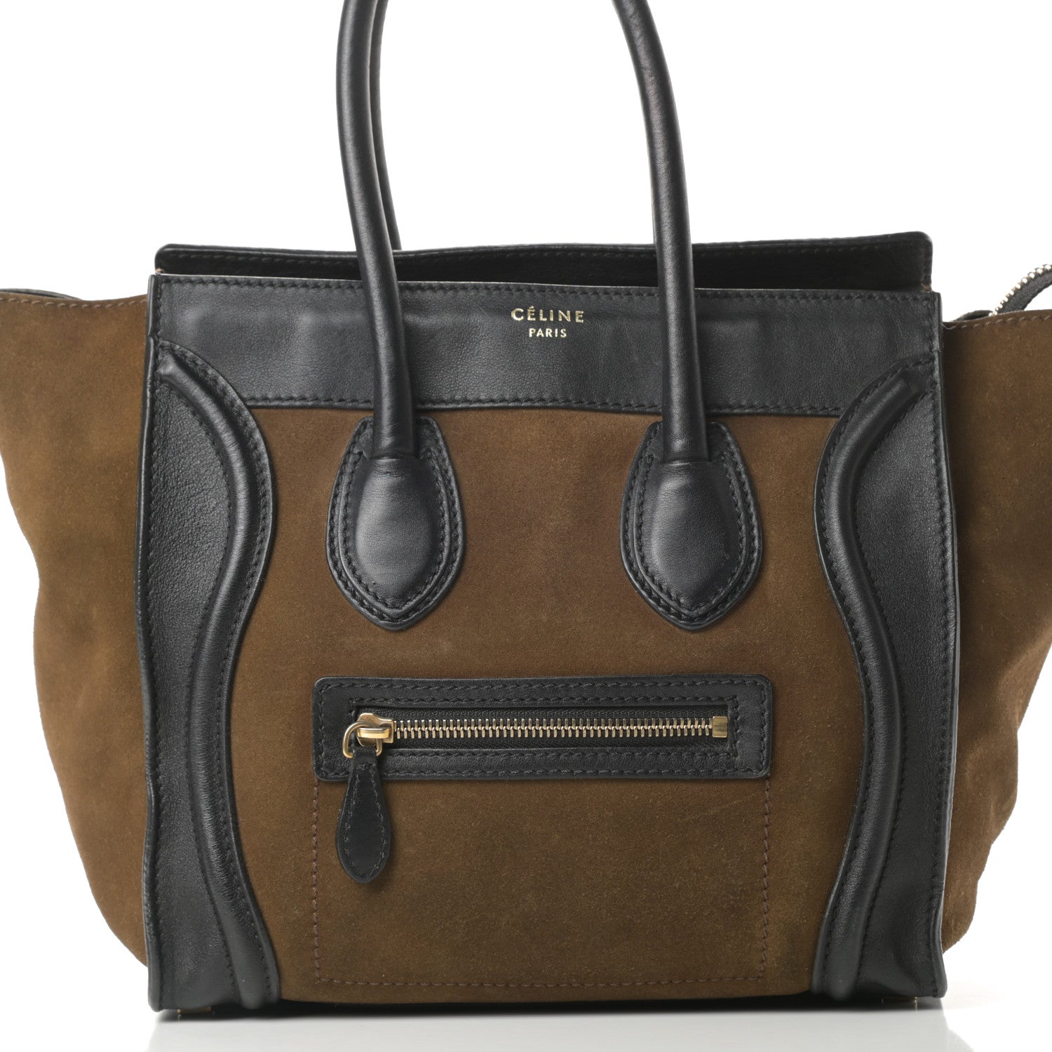 Celine Smooth Calfskin Suede Micro Luggage Olive 9 of 19