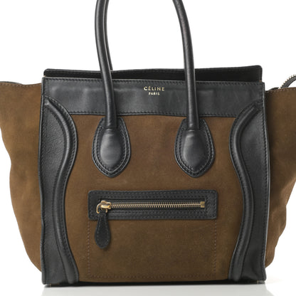 Celine Smooth Calfskin Suede Micro Luggage Olive 9 of 19