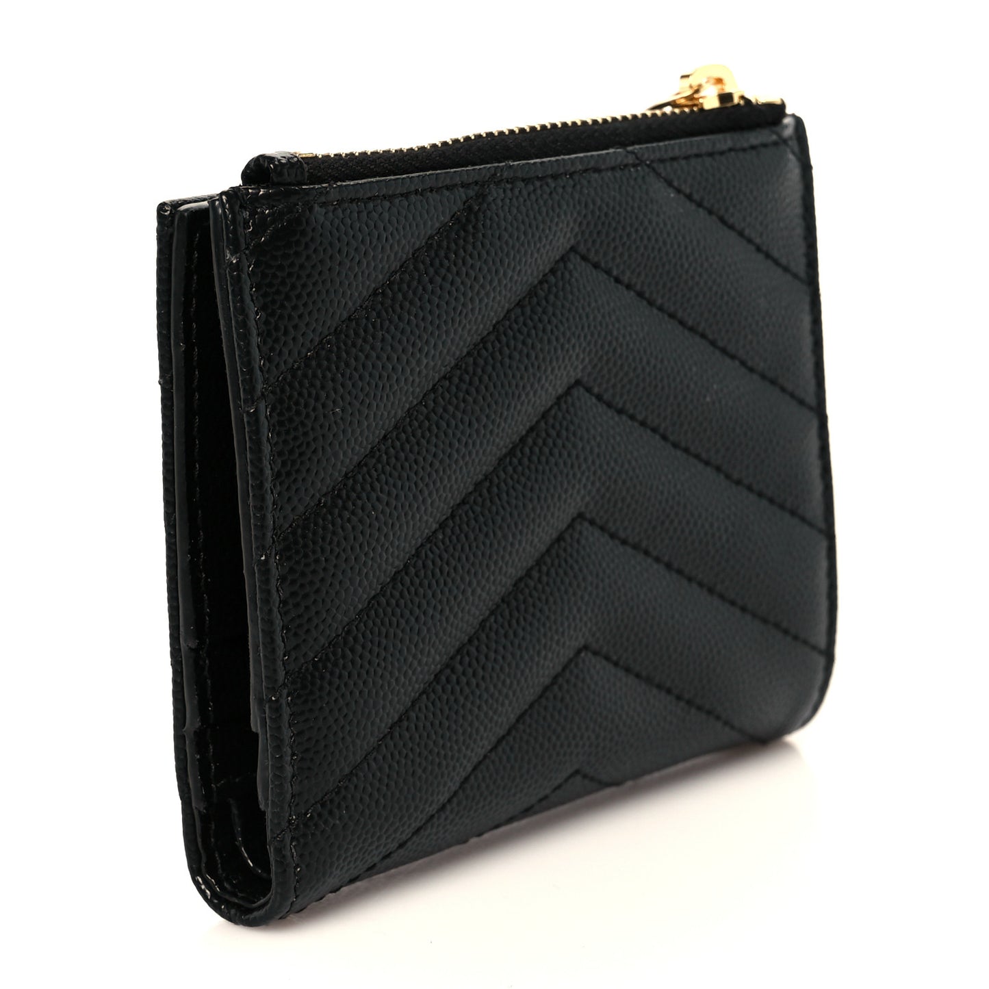 Grain De Poudre Matelasse Chevron Monogram Zipped Card Case Black