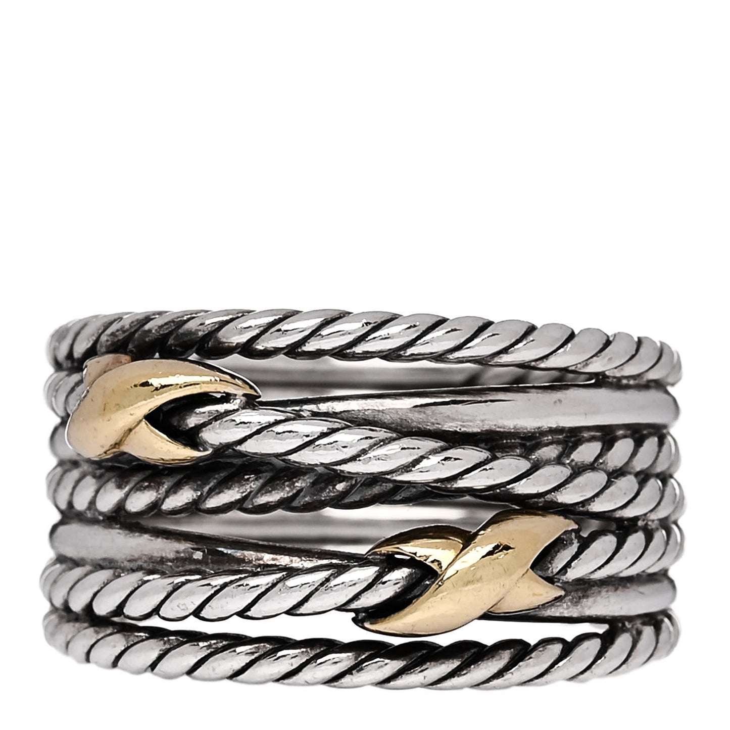 Sterling Silver 18K Yellow Gold Double X Crossover Ring 57 8