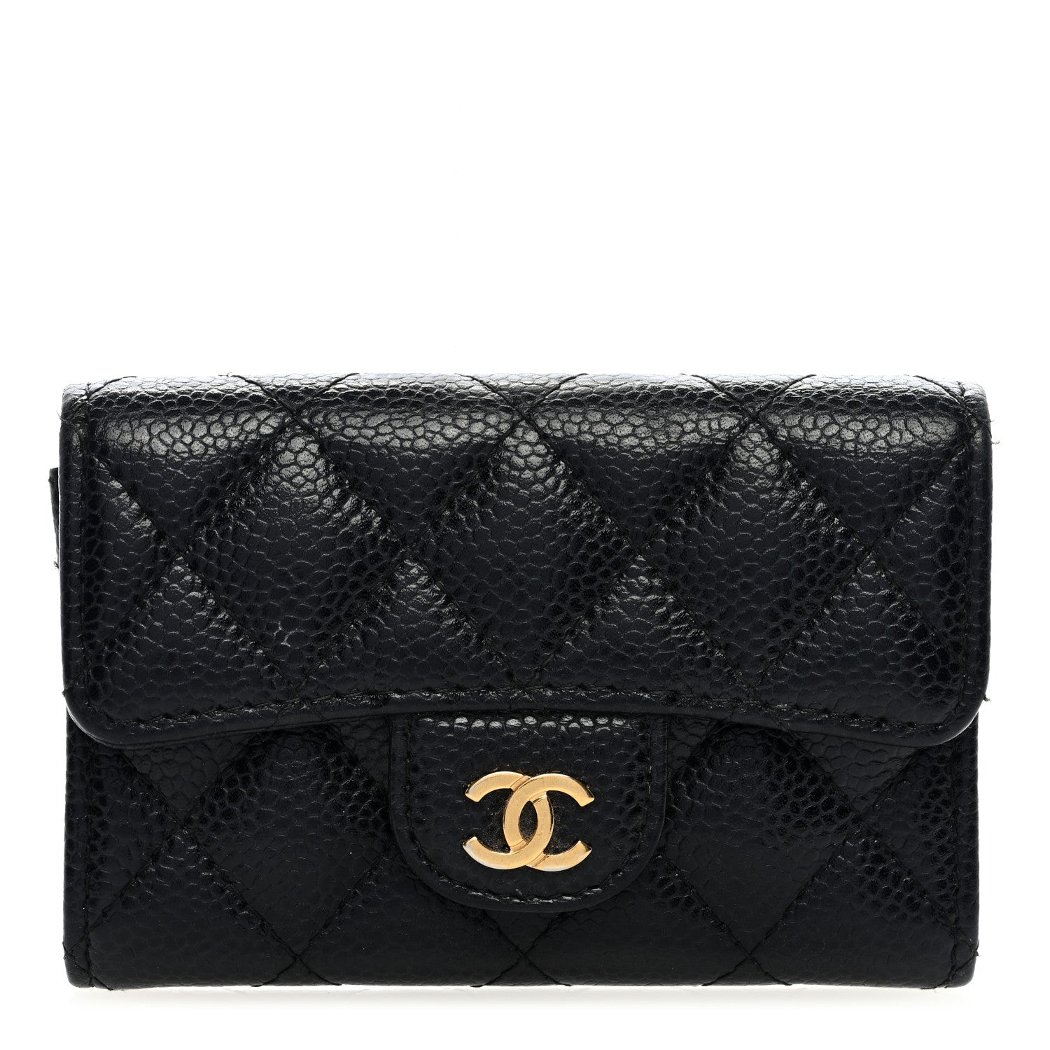Chanel Caviar Quilted Flap Card Holder Wallet Black 1 of 8