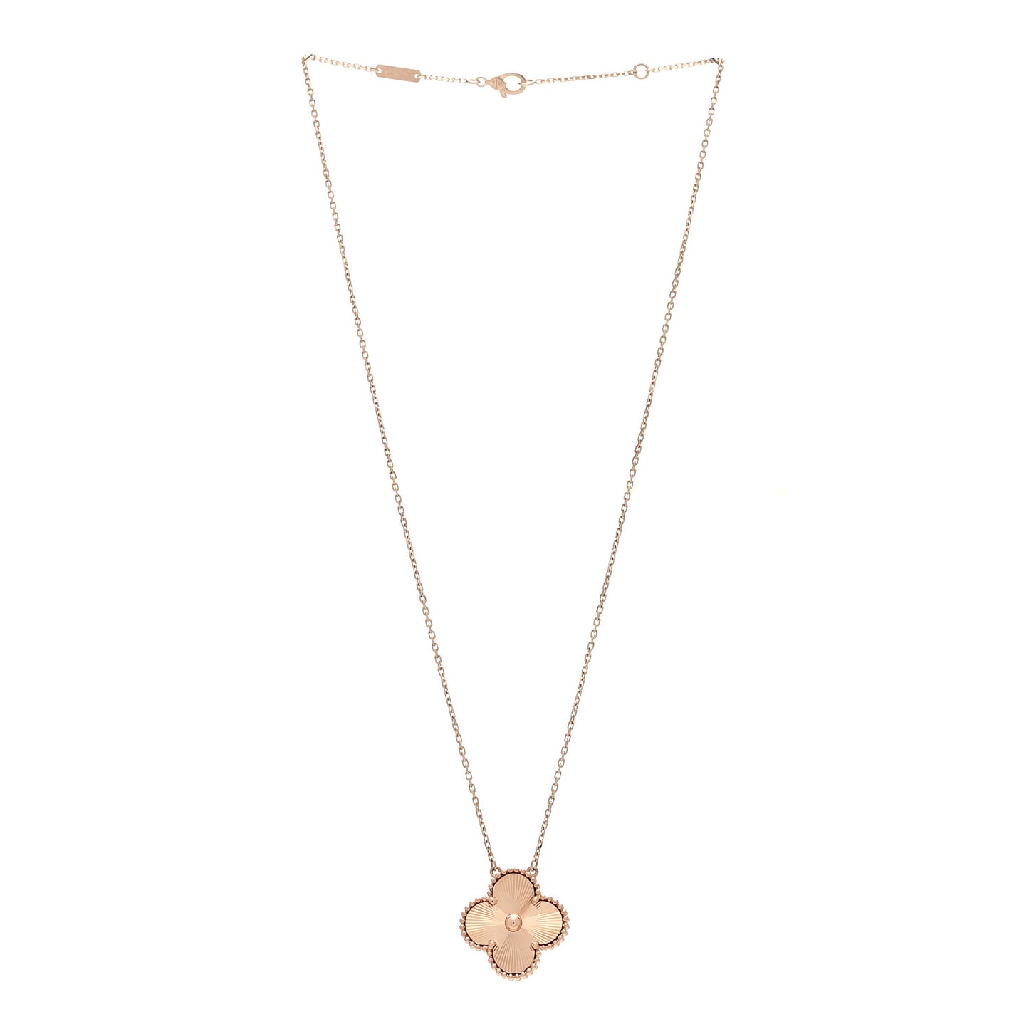 18K Rose Gold Guilloche Magic Alhambra Pendant Necklace