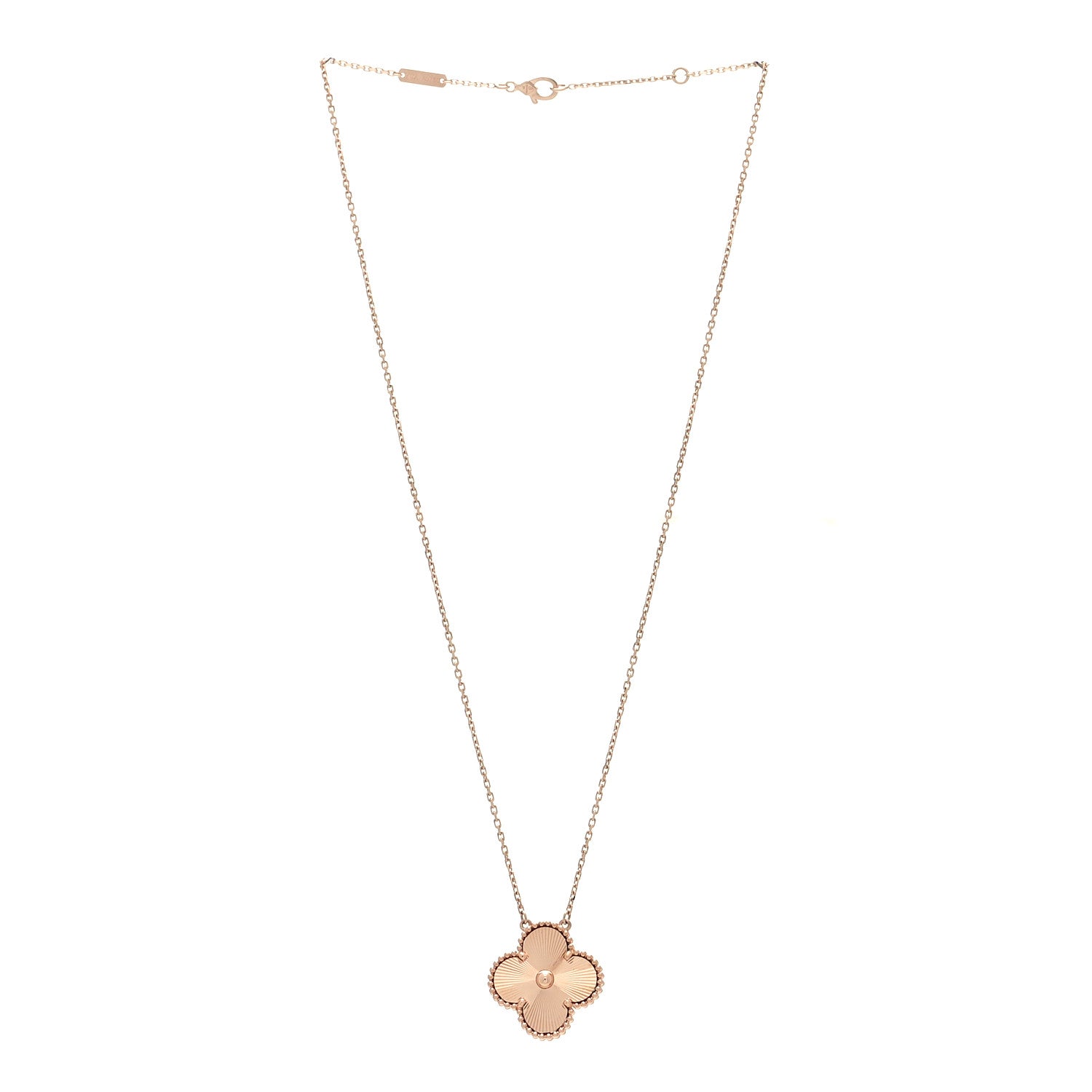 Van Cleef & Arpels 18K Rose Gold Guilloche Magic Alhambra Pendant Necklace 3 of 6