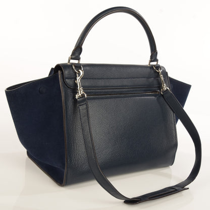 Celine Drummed Calfskin Suede Medium Trapeze Navy 4 of 10