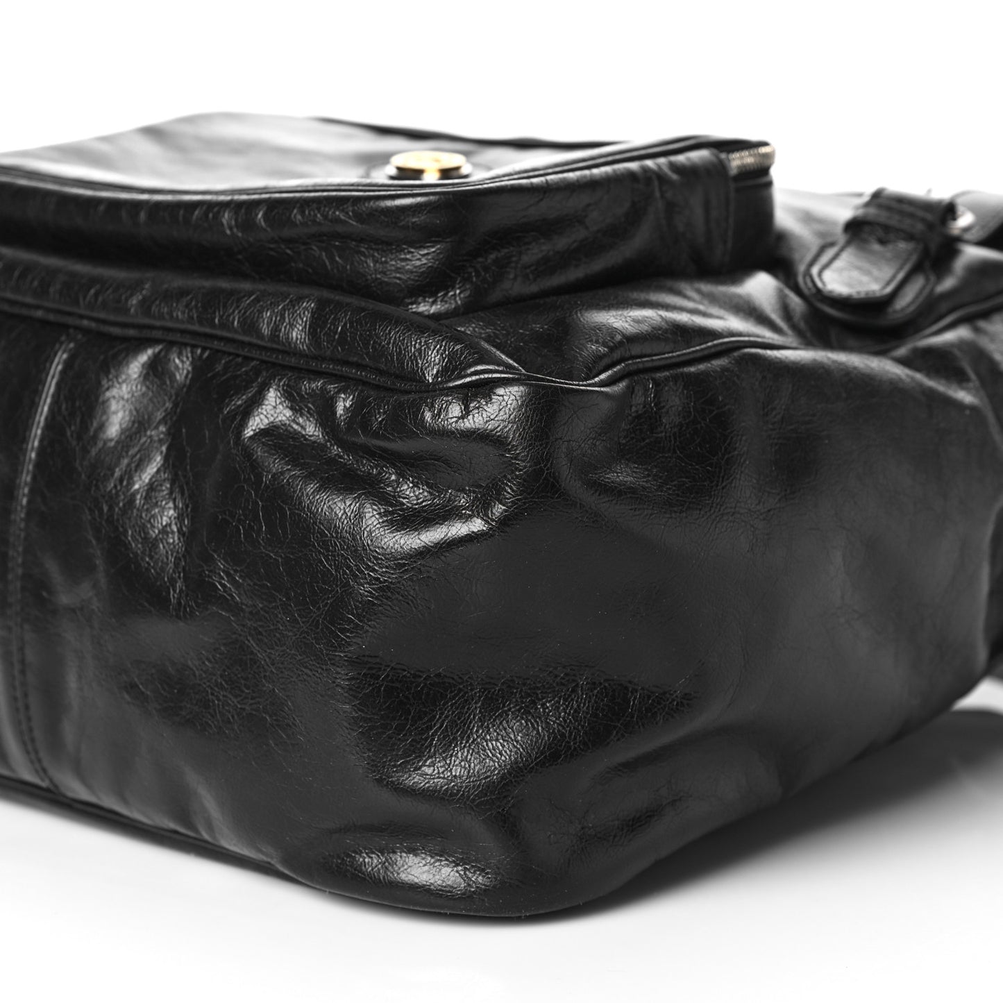 Fluffy Calfskin Mesh Nylon Medium Morpheus Double Buckle Backpack Black