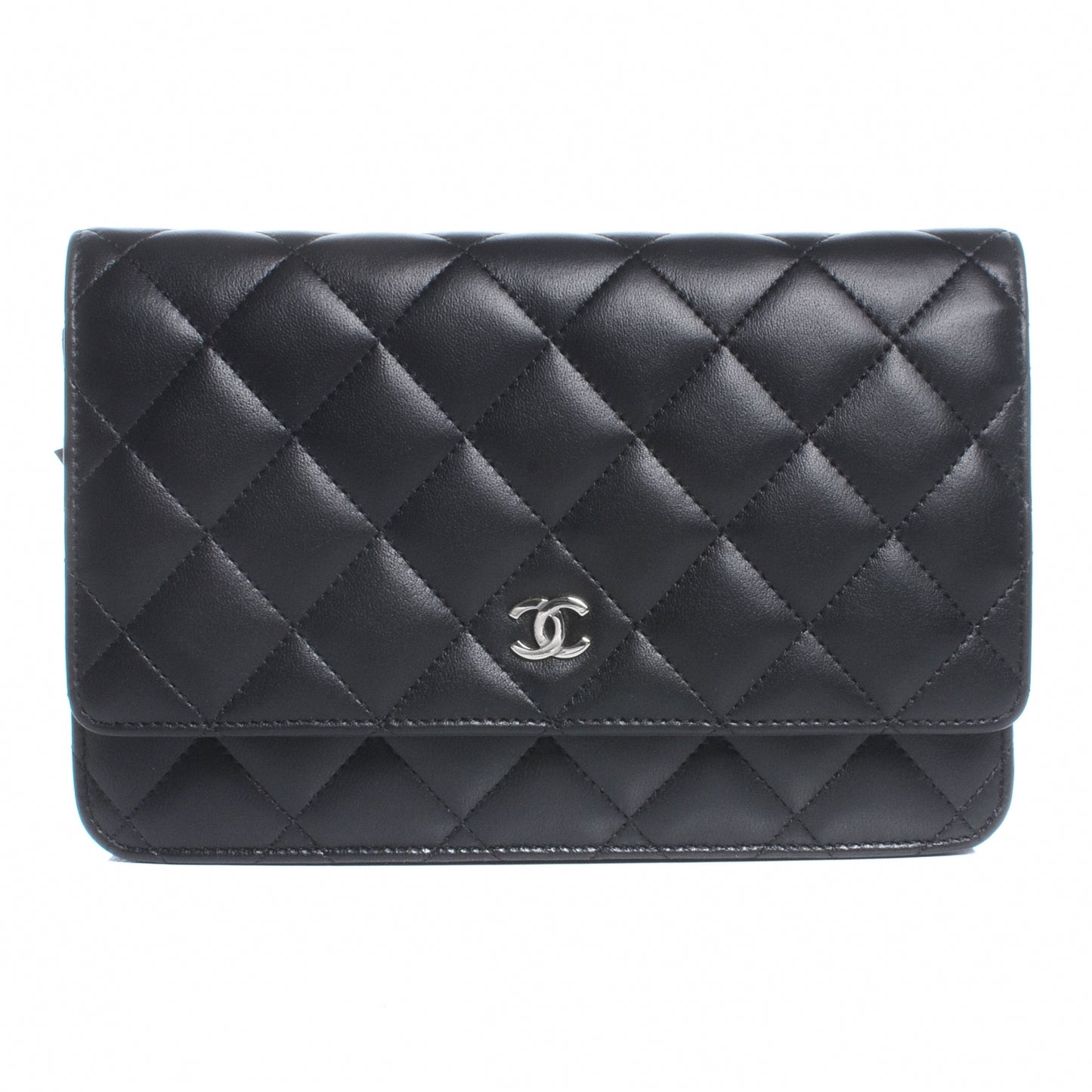 Lambskin Quilted Wallet On Chain WOC Black