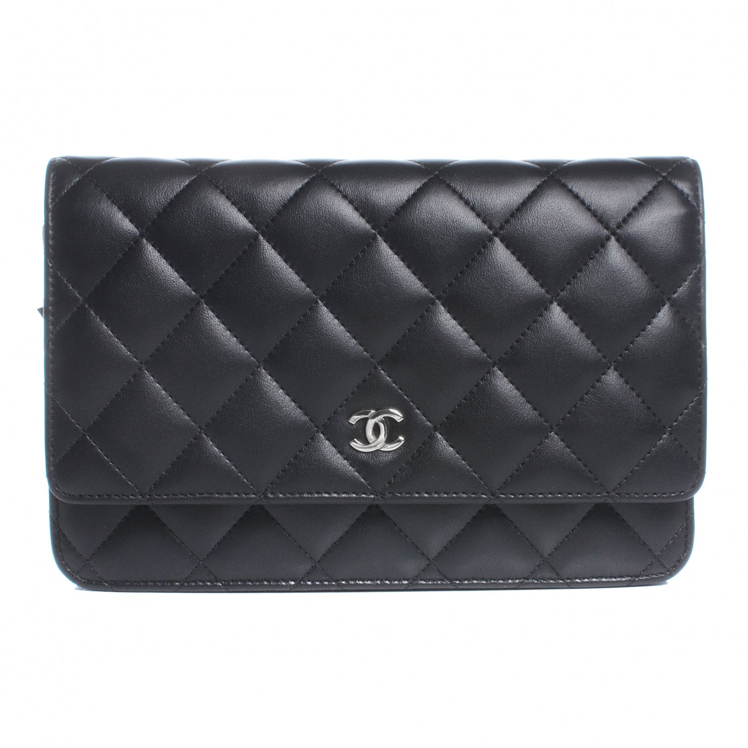 Chanel Lambskin Quilted Wallet On Chain WOC Black 1 of 8