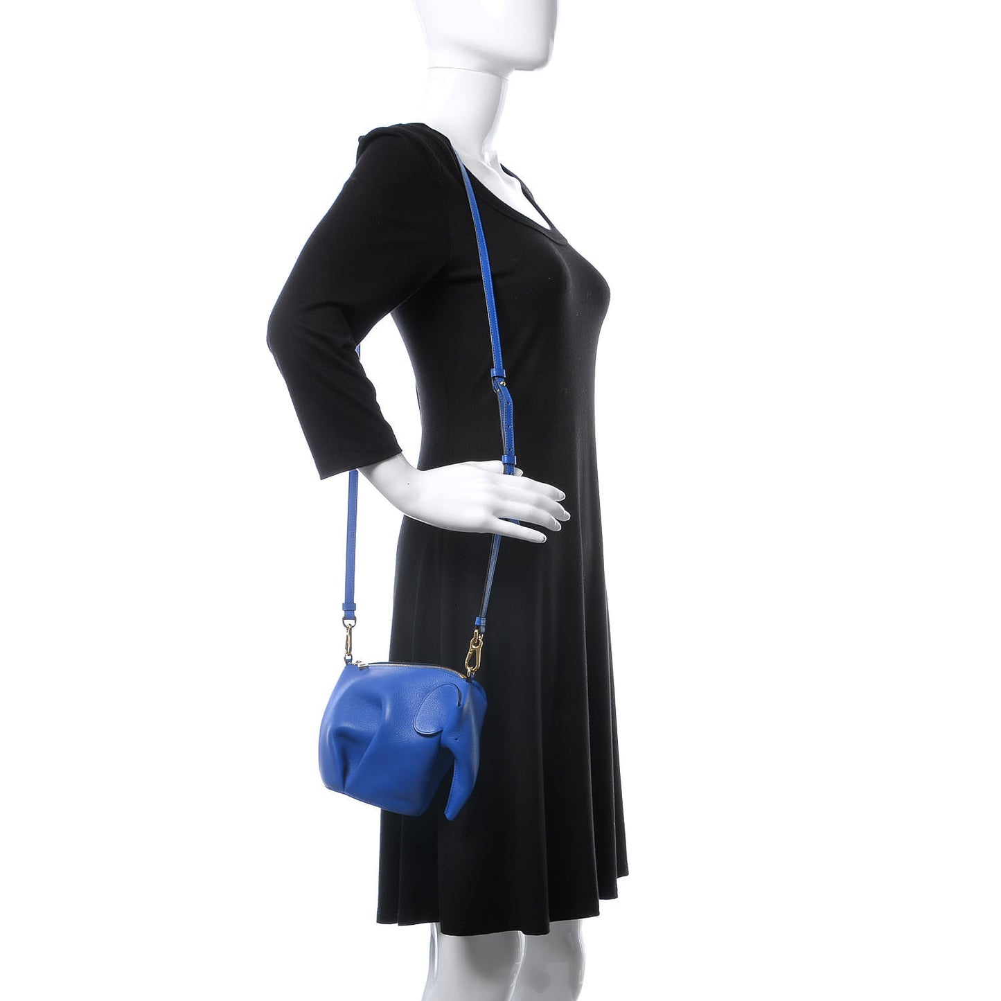 Calfskin Mini Elephant Crossbody Bag Electric Blue