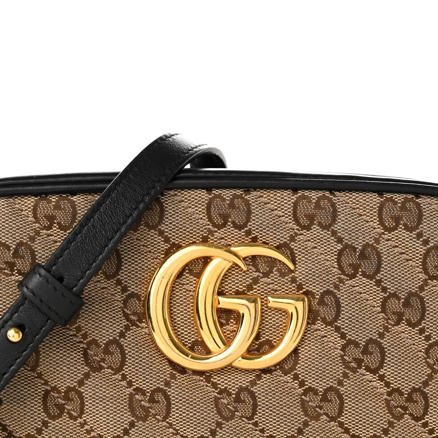 Monogram Matelasse Diagonal Small GG Marmont Chain Shoulder Bag Beige Black