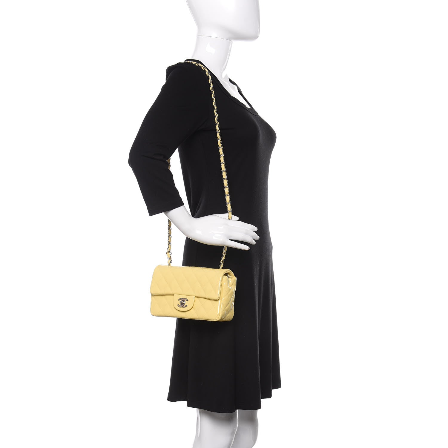 Chanel Patent Quilted Mini Rectangular Flap Yellow 2 of 11