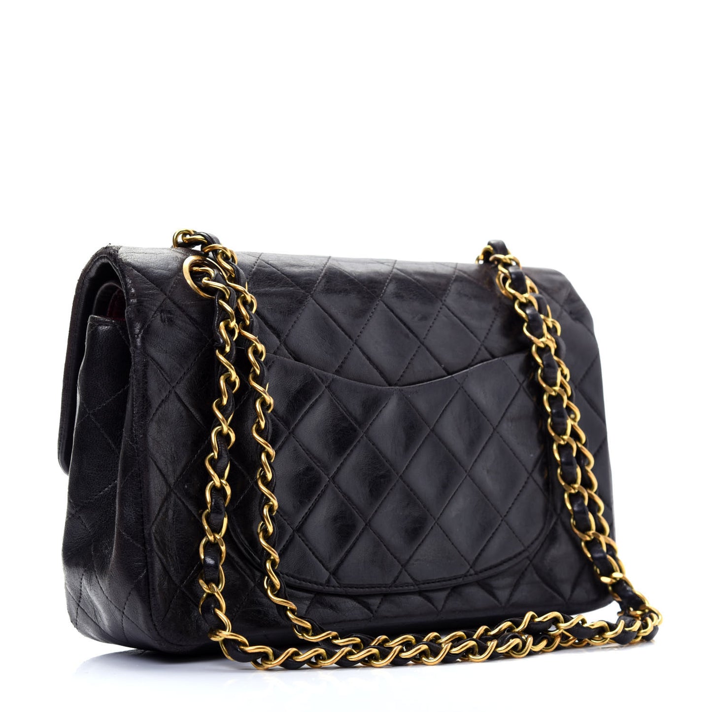 Lambskin Quilted Small Double Flap Black