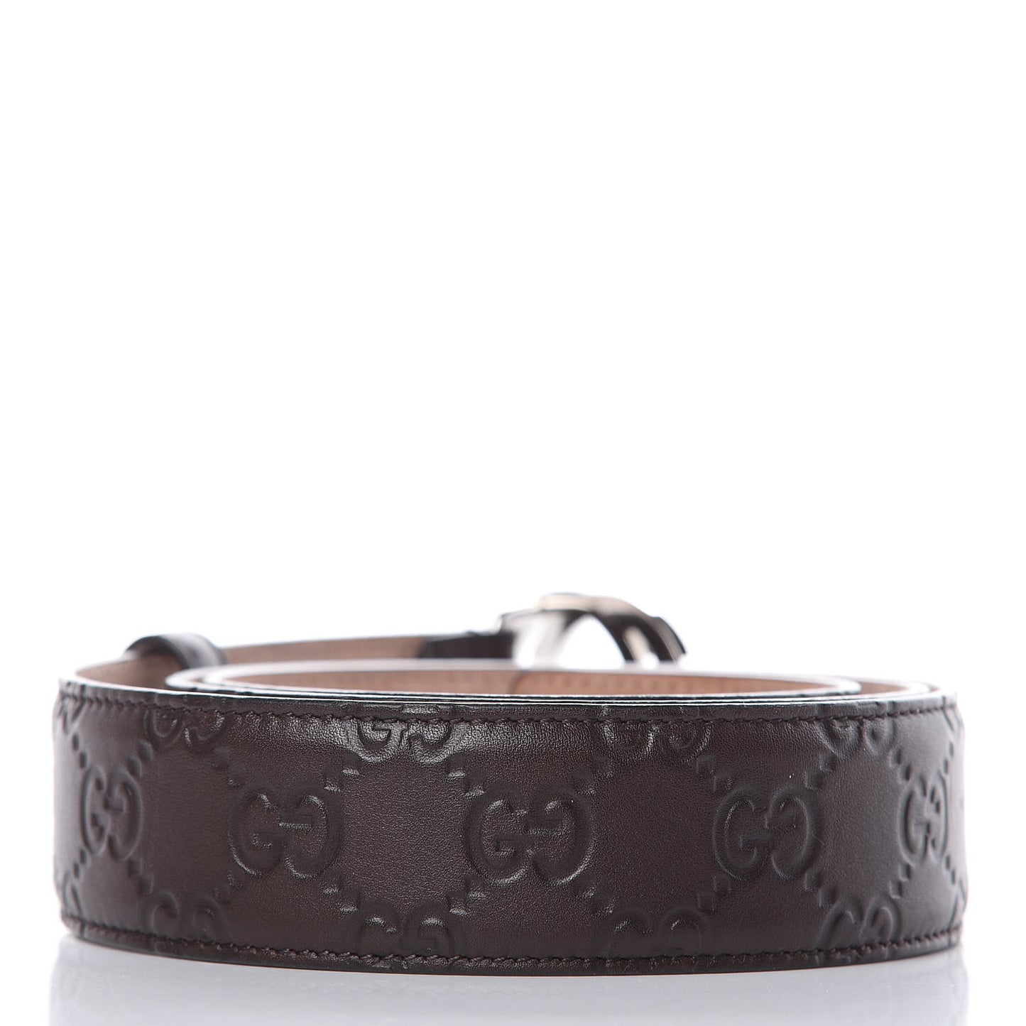 Soft Guccissima Margaux Calfskin Nickel Interlocking G 37mm Belt 95 38 Chocolate