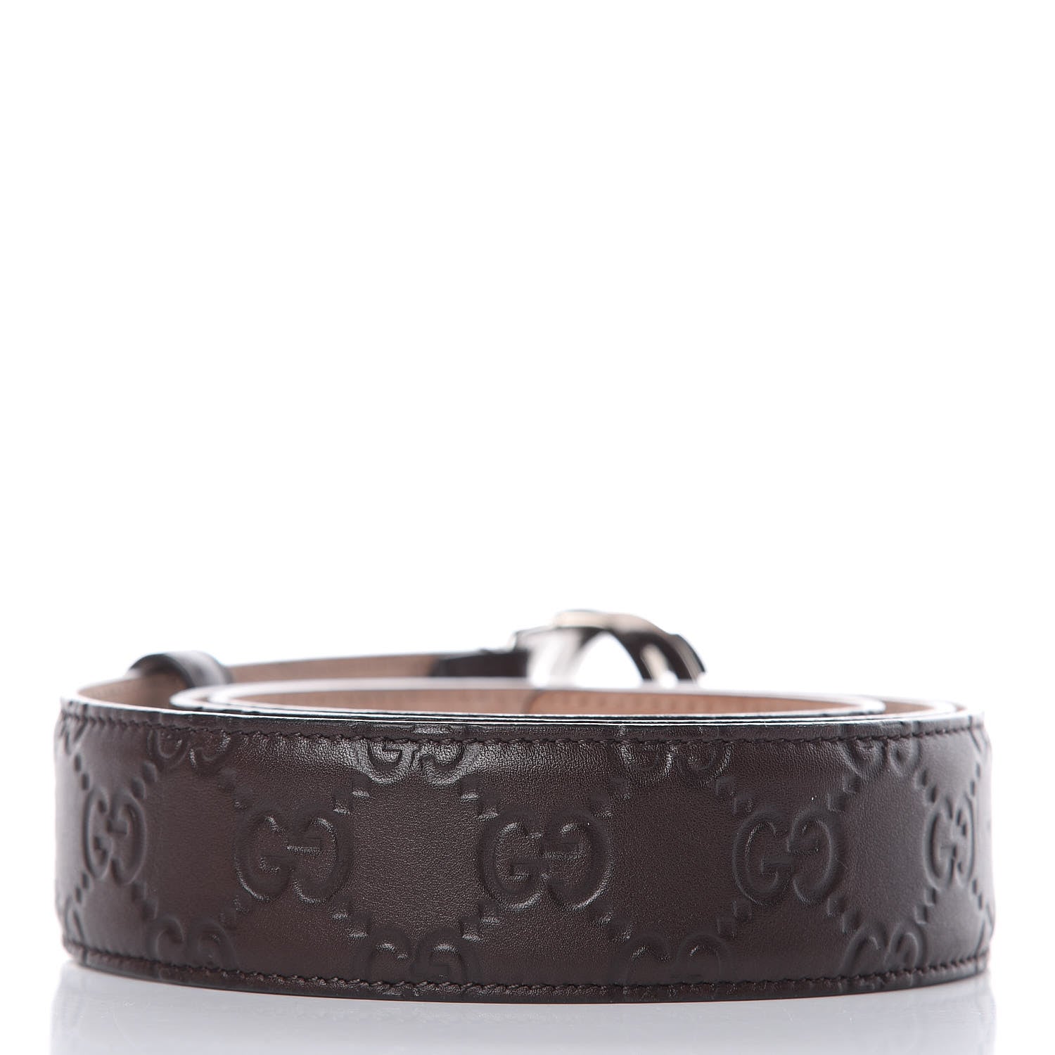 Gucci Soft Guccissima Margaux Calfskin Nickel Interlocking G 37mm Belt 95 38 Chocolate 3 of 8
