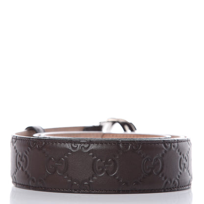 Gucci Soft Guccissima Margaux Calfskin Nickel Interlocking G 37mm Belt 95 38 Chocolate 3 of 8