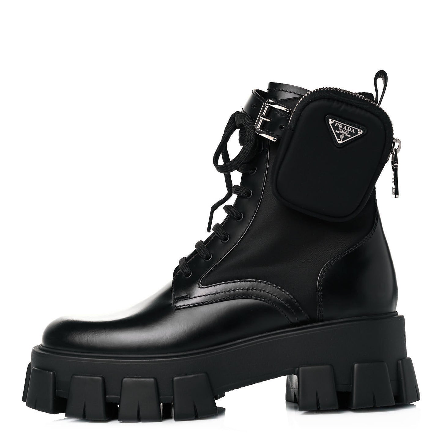 Spazzolato Rois Nylon Metal Triangle Logo Monolith Pouch Pocket 55mm Boots 38.5 Black