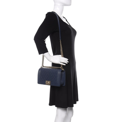 Chanel Caviar Quilted Medium Boy Flap Dark Blue 2 of 11