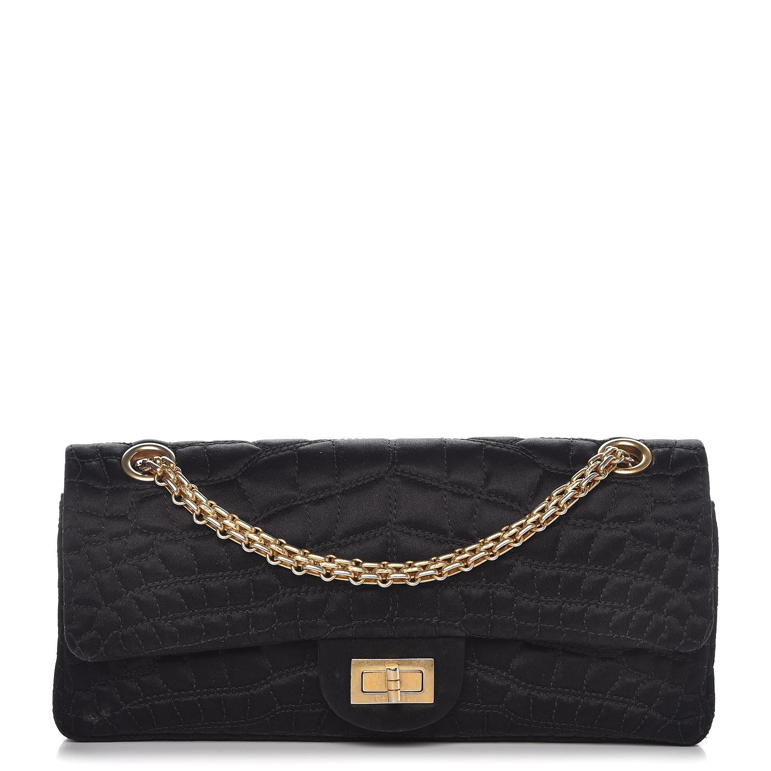 Chanel Satin Coco's Croc 2.55 Reissue East West Flap Black 1 of 7