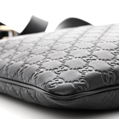 Gucci Guccissima Medium Flat Messenger Bag Black 10 of 11