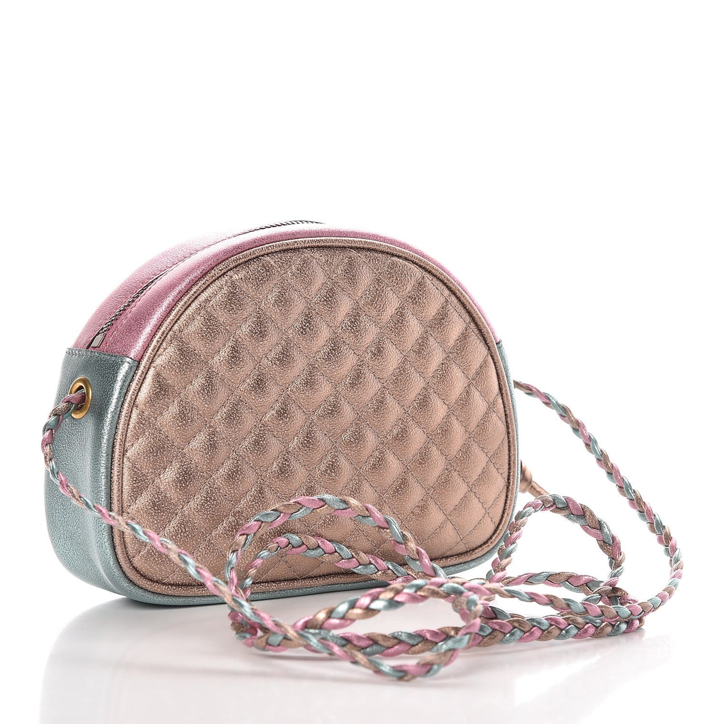 Laminated Nappa Trapuntata Mini Zumi Dome Shoulder Bag Rosa Lago Rame