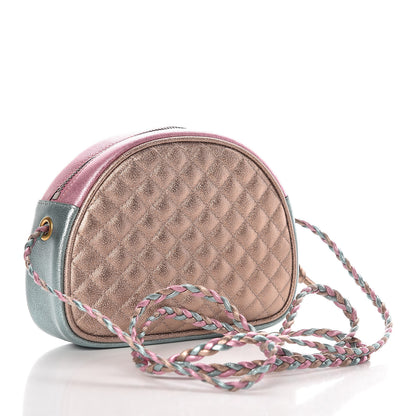 Gucci Laminated Nappa Trapuntata Mini Zumi Dome Shoulder Bag Rosa Lago Rame 3 of 10