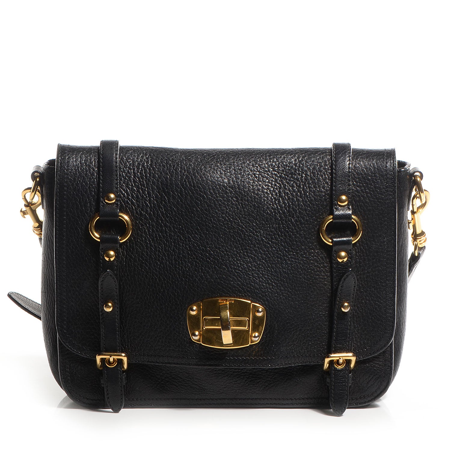 Miu Miu Cervo Pattina Sling Satchel Nero Black 1 of 9