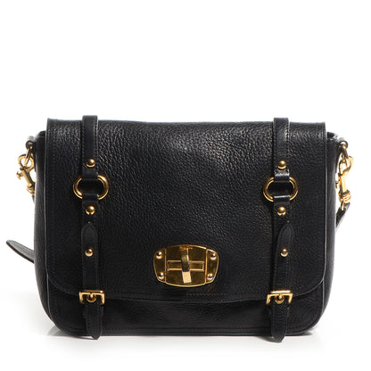 Miu Miu Cervo Pattina Sling Satchel Nero Black 1 of 9