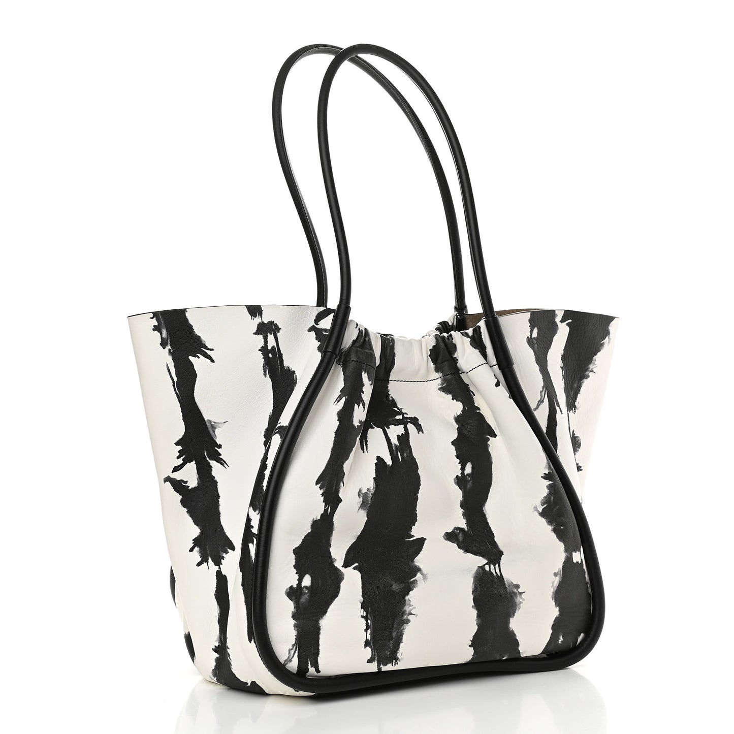 Lambskin Tie Dye XL Ruched Tote Optic White Black