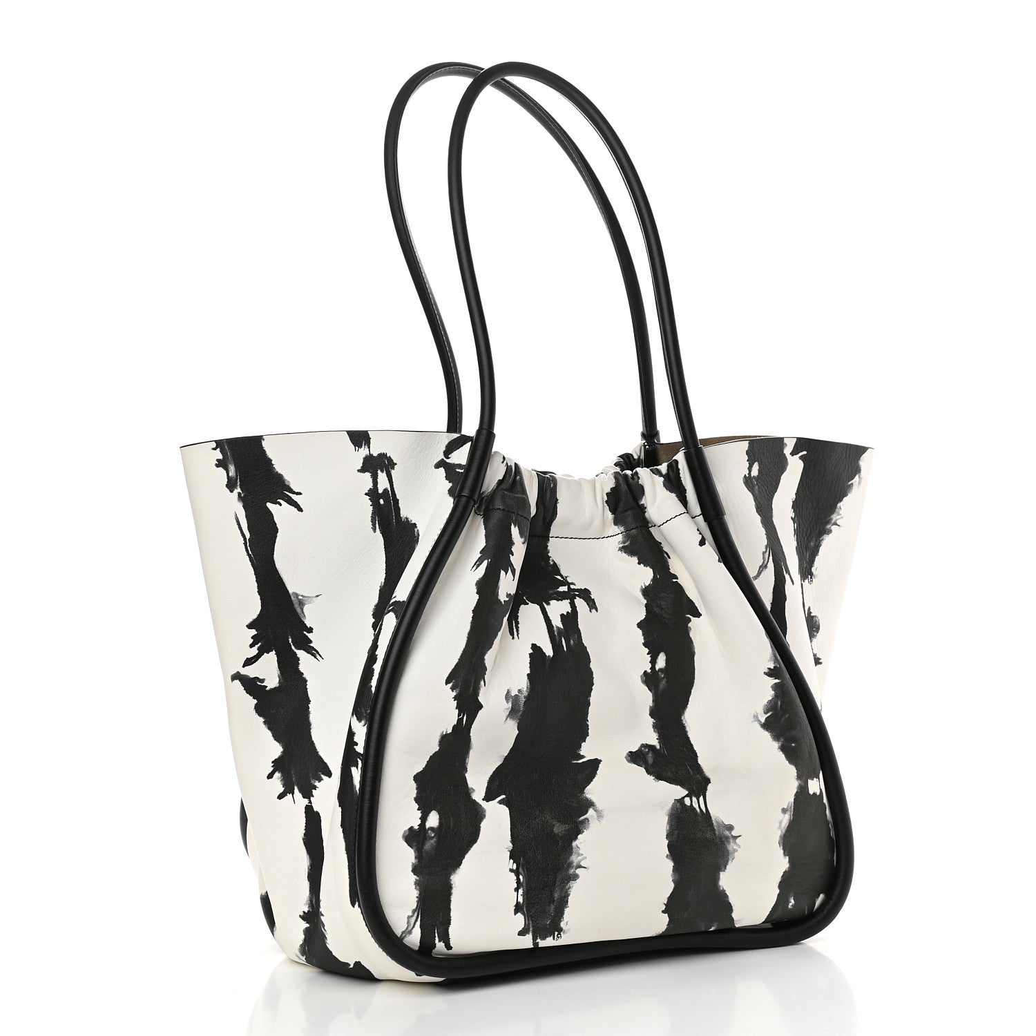 Proenza Schouler Lambskin Tie Dye XL Ruched Tote Optic White Black 4 of 10