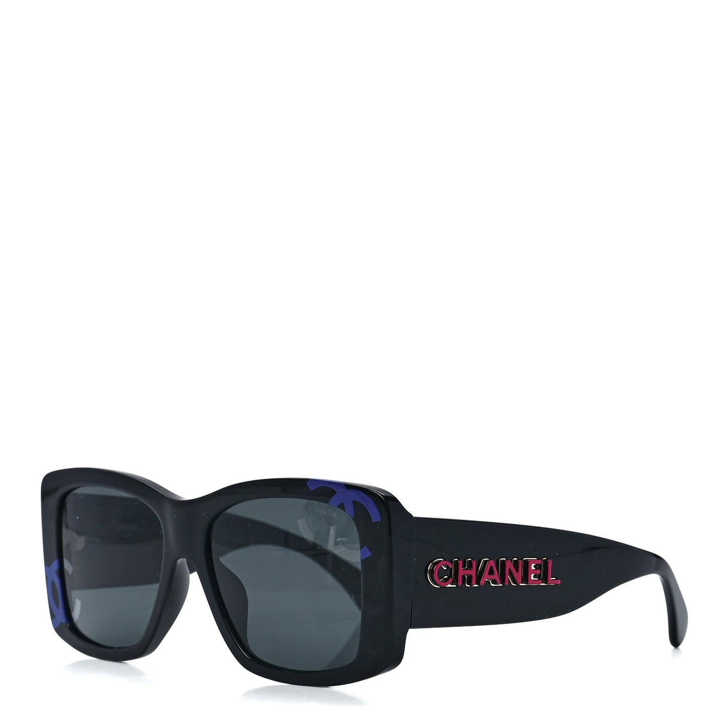 Acetate CC Logo Square Sunglasses 71472A Black Multicolor