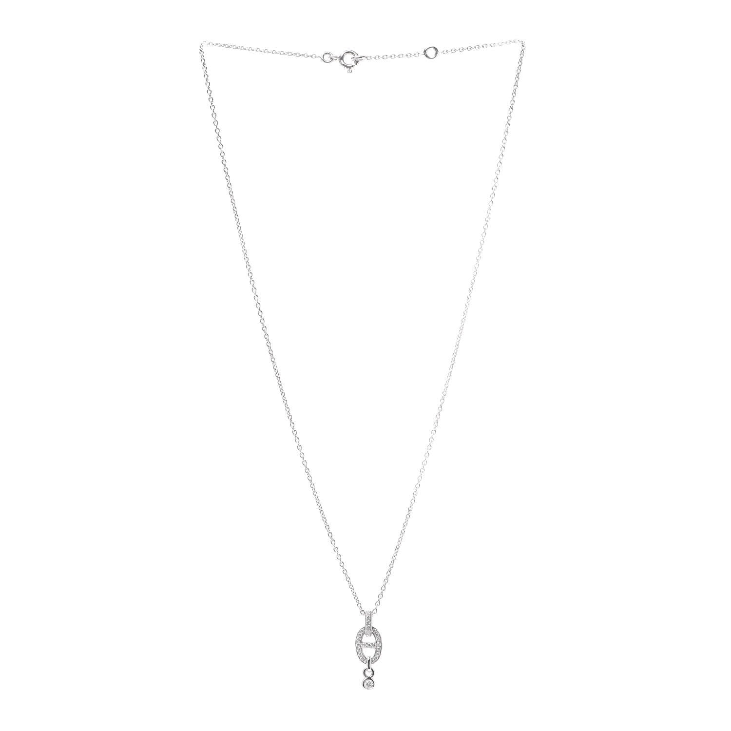 Hermes 18K White Gold Diamond PM Chaine d'Ancre Enchainee Necklace 3 of 6