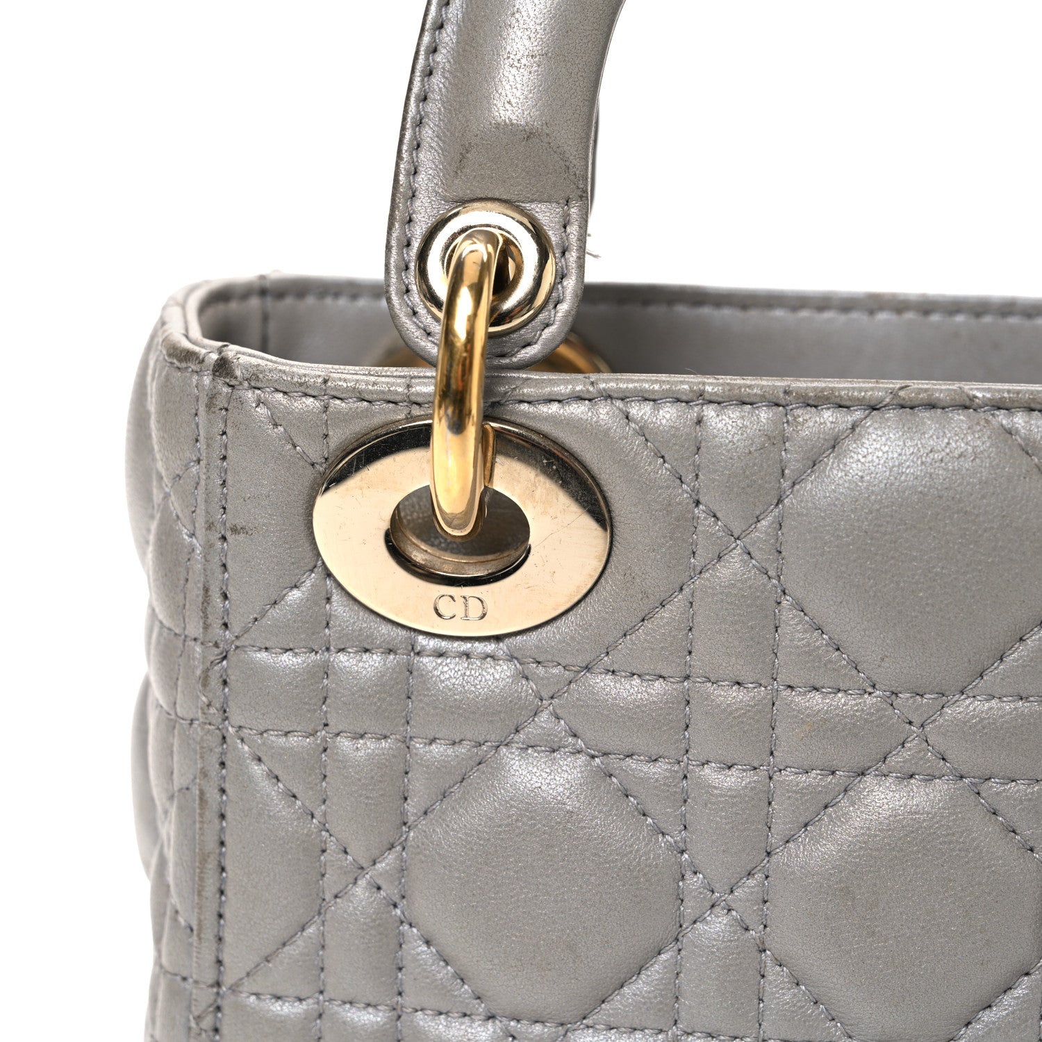 Christian Dior Metallic Lambskin Cannage Mini Lady Dior Grey 17 of 19