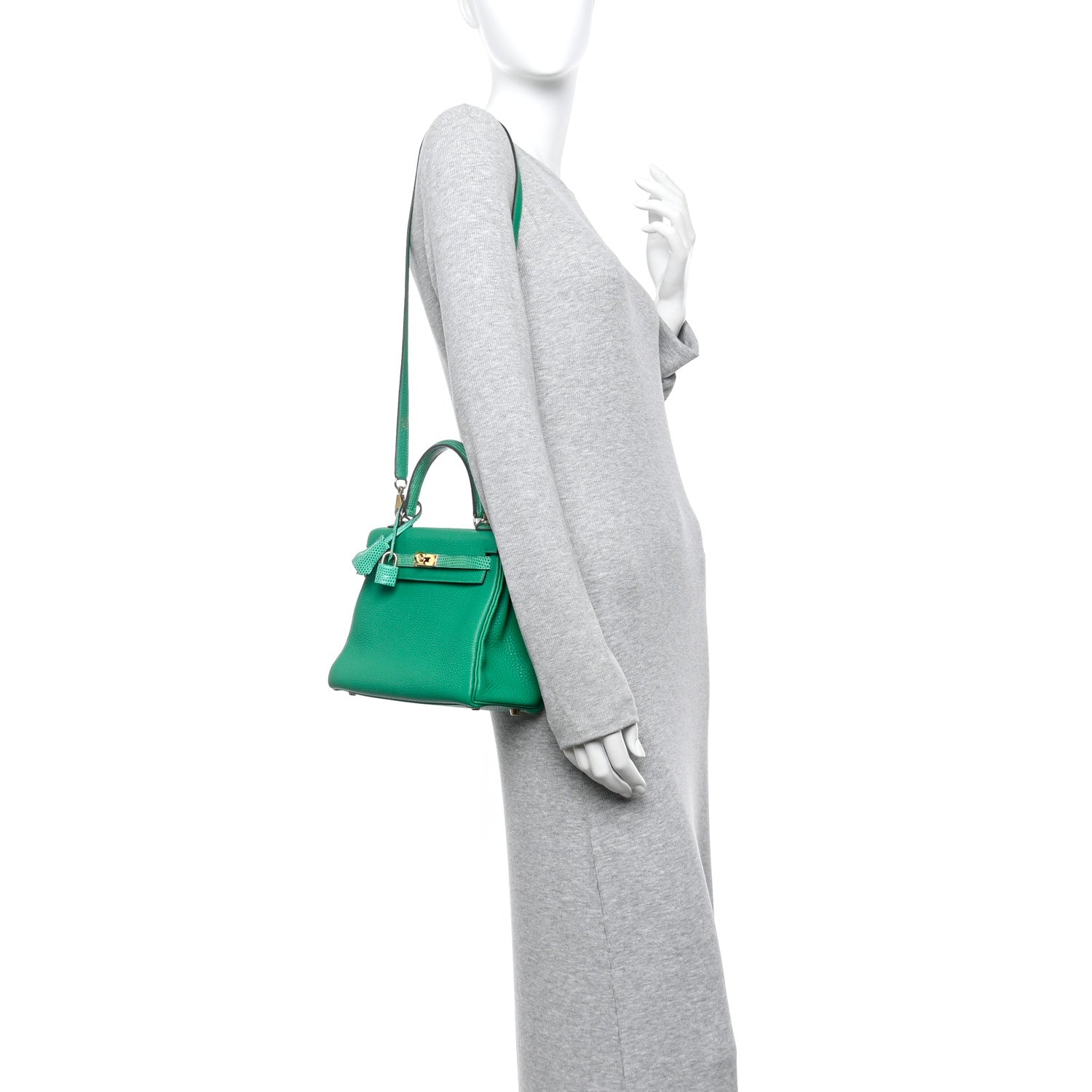 Hermes Togo Lizard Kelly Retourne Touch 25 Menthe 2 of 12