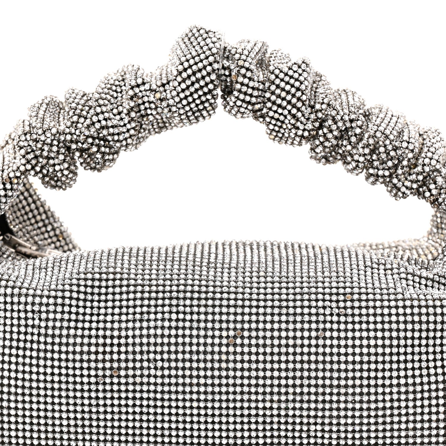 Alexander Wang Mesh Crystal Rhinestone Mini Scrunchie Clutch Black Silver 8 of 13