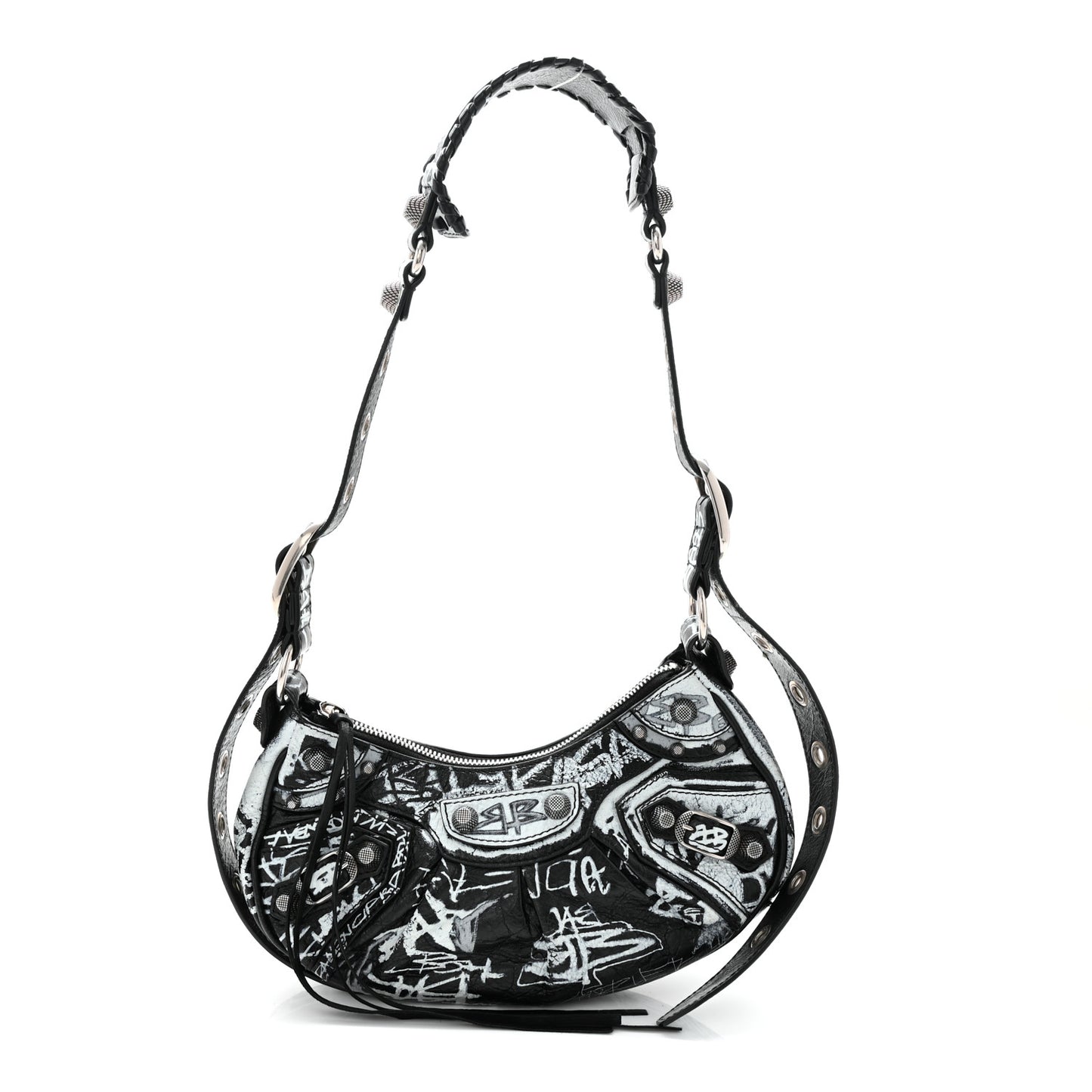 Agneau Arena Graffiti Le Cagole Shoulder Bag XS Black