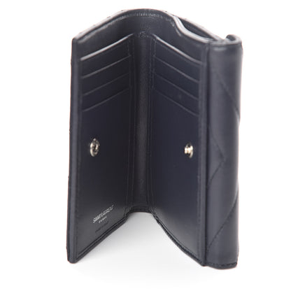 Saint Laurent Lambskin Y Quilted Monogram Compact Loulou Wallet Deep Marine 5 of 7