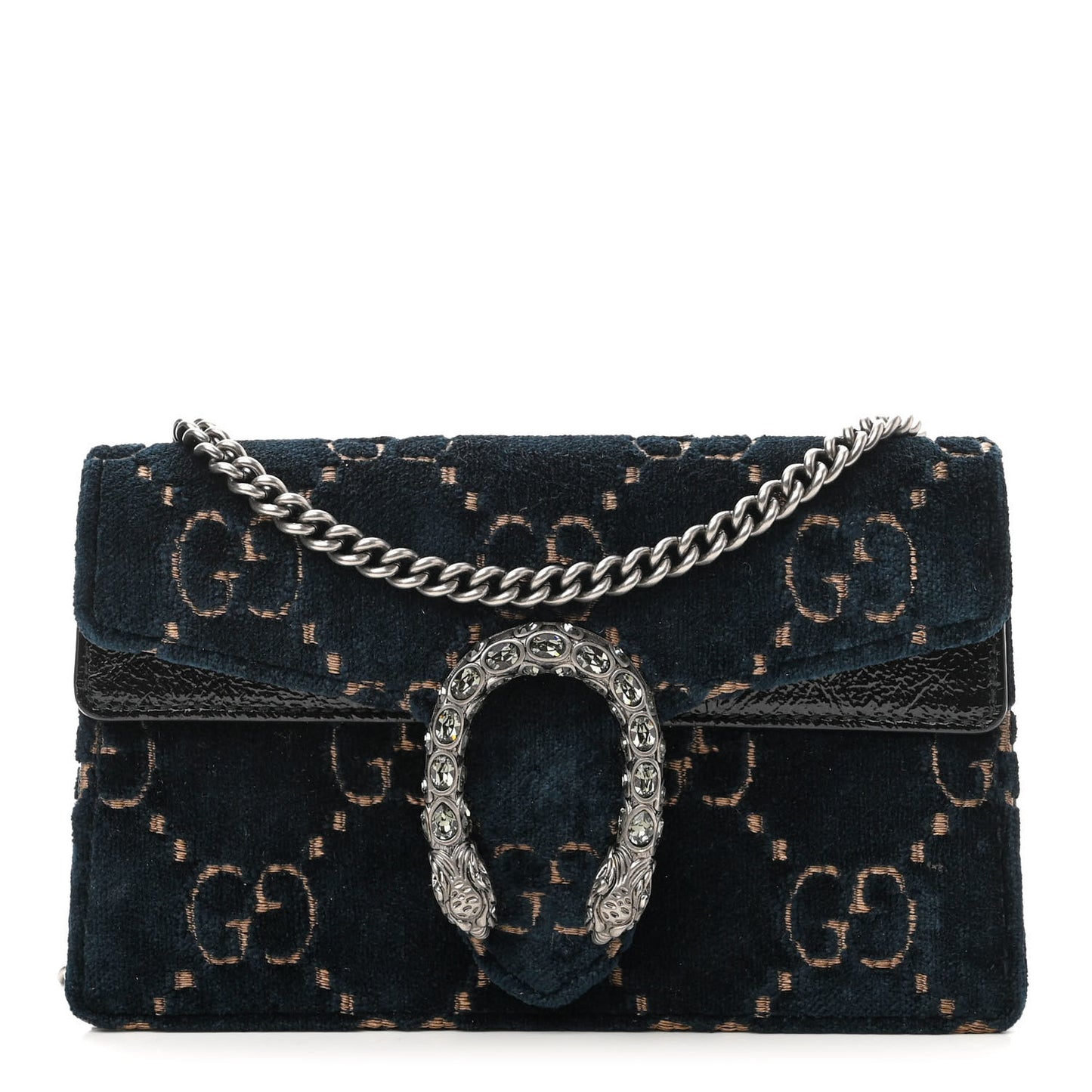 Velvet GG Monogram Super Mini Dionysus Shoulder Bag Blue Beige Black