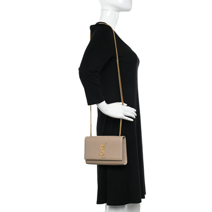 Saint Laurent Grain De Poudre Small Monogram Kate Satchel Dark Beige 2 of 10